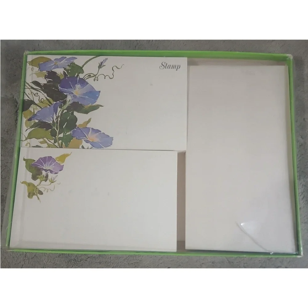 Vtg Current Inc Morning Glory Floral Stationery Set Paper Envelopes Cards READ